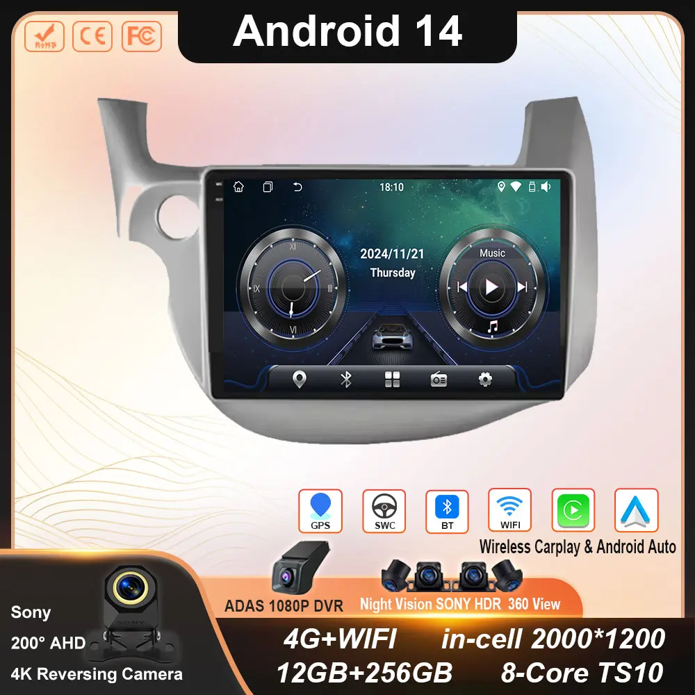 

Car Stereo Radio For Honda Fit Jazz 2007 - 2014 2din Android 14 Carplay Multimidia Video Player Navigation GPS Head Unit No 2din