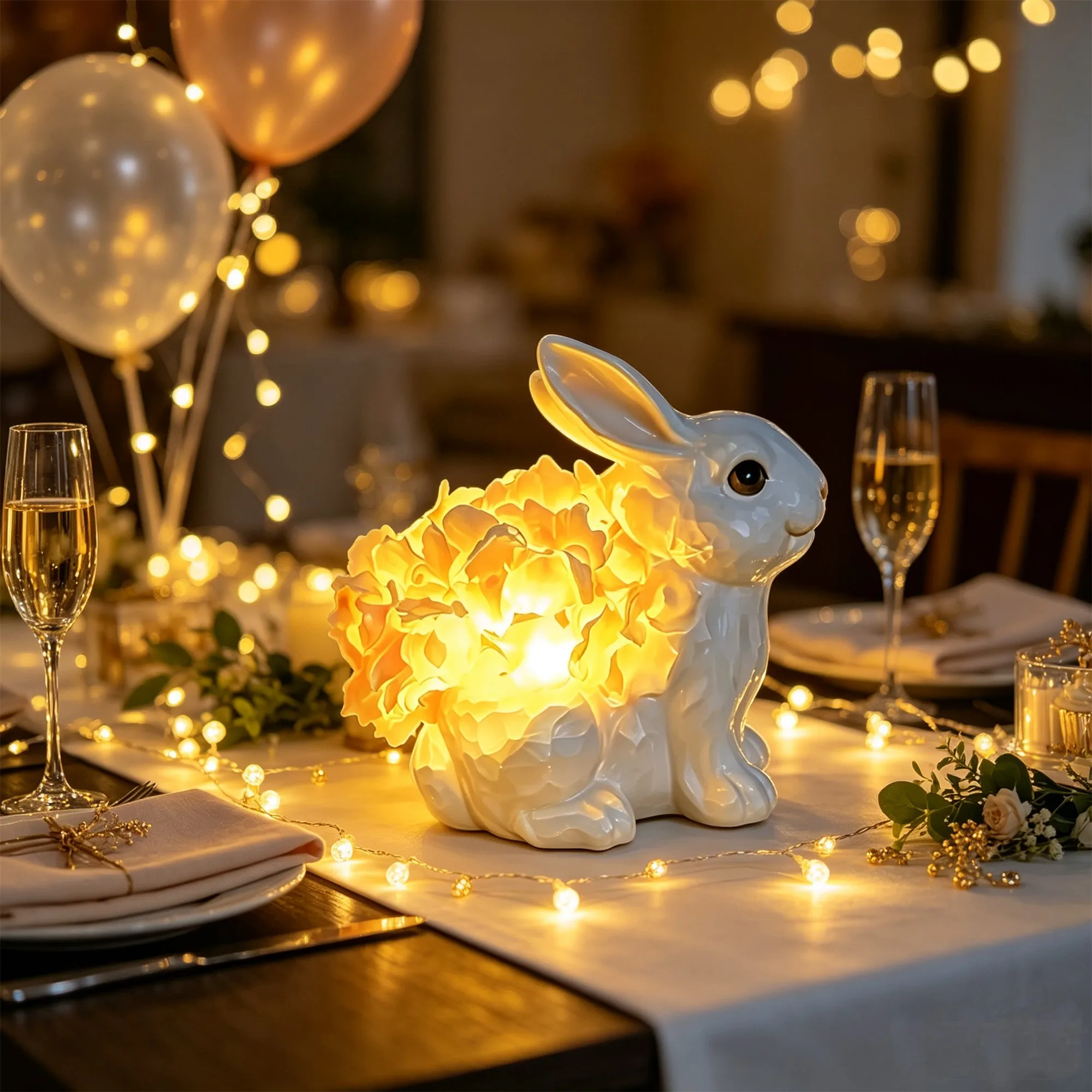 Resin Art Design Ideas - LED Lighting Rabbit Statue Easter Decoration