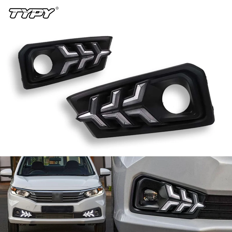 

TYPY для 18-20 Honda AMAZE, функция сигнала, автомобильная лампа DRL, светодиодные дневные ходовые огни, дневной свет, светодиодные дневные ходовые огни