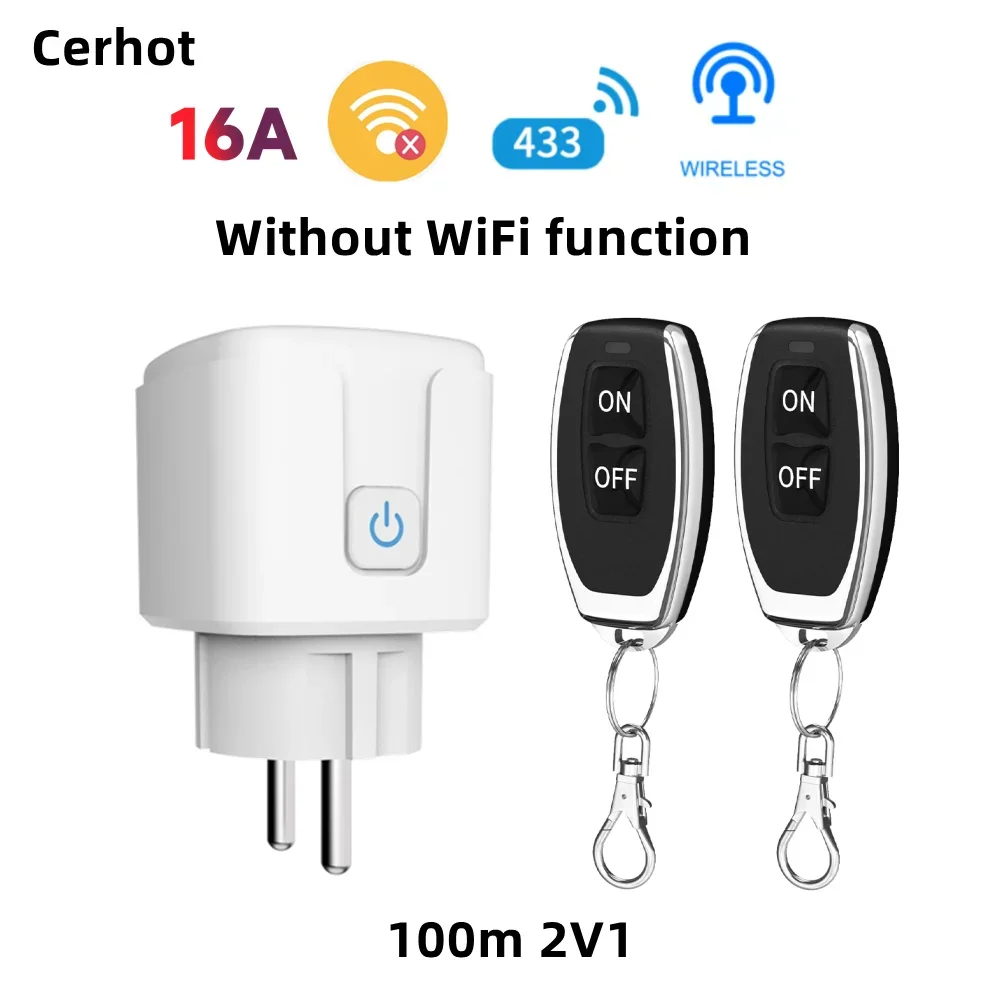 

Cerhot 16A RF433 EU Socket Wireless Remote Control Switch Power Plug Button On/Off Outlet Set for Lamps and Household Applianc