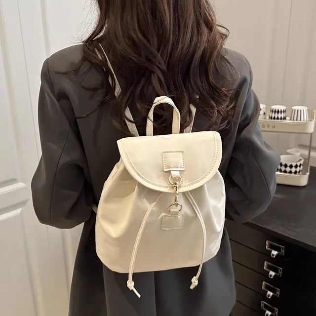 Trendy 2025 Women's Leather Backpack Casual Travel Shoulder Bag Soft Surface Waterproof Light Daily Commuting Style Bucket Shape