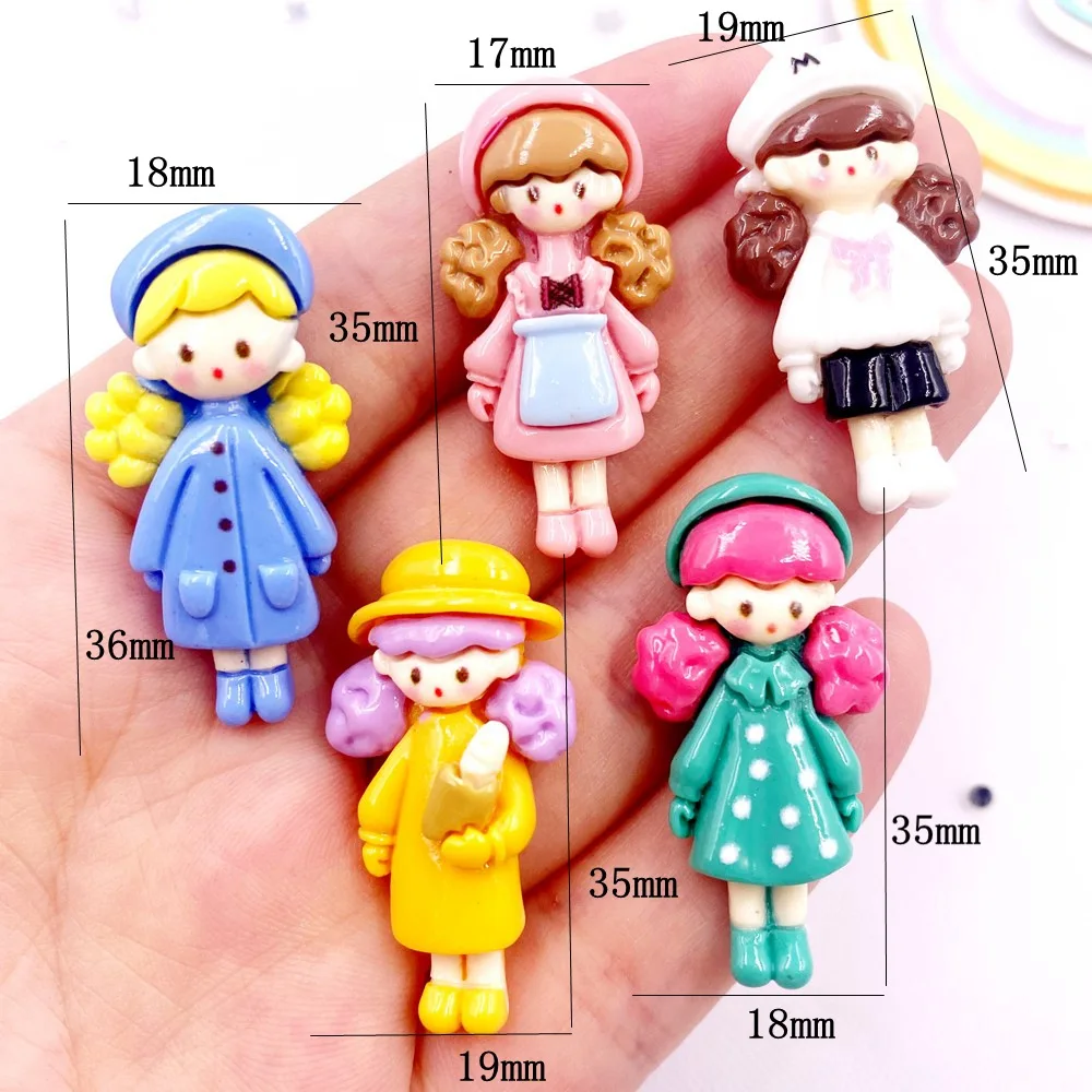 Painted Resin Kawaii Colorful Cartoon Princess Girl Flatback Stone DIY Figurine 10PCS Scrapbook Home Christmas Decor Crafts