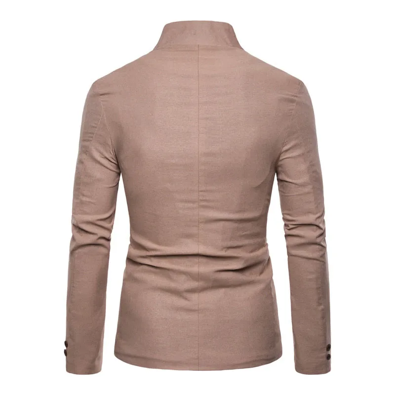 Men's Blazer Multi Button Decoration Casual Stand Collar Male Blazer Fashion Slim Solid Color Suit Jacket Dress Stage Party Tops