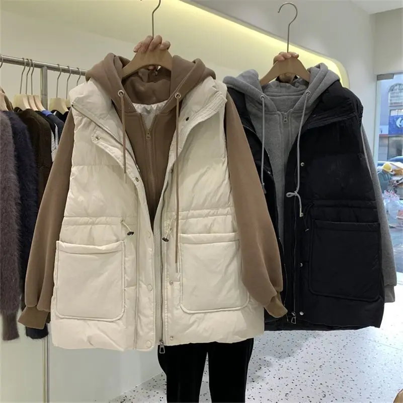 

plus Size Women's Patchwork down Cotton Vest Spring New Fashionable Versatile Jacket Coat Trendy Commute High Waist Cotton Fi...