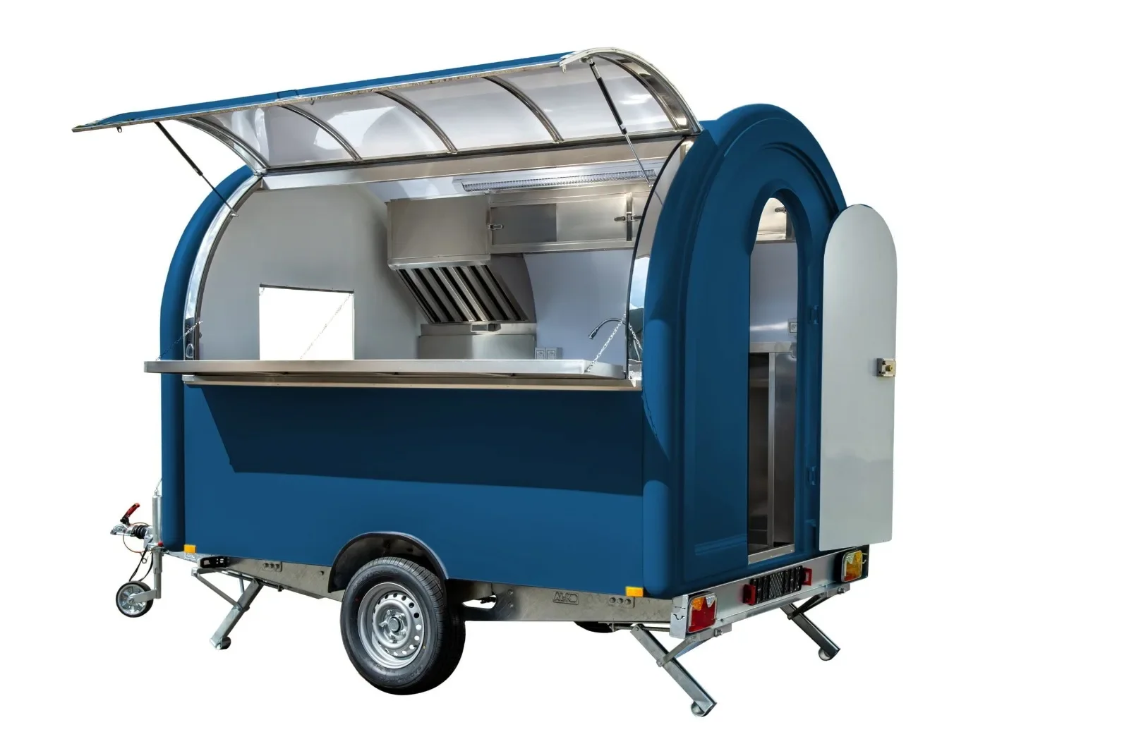 Mini Food Truck Stainless Steel with Restaurant 280cm Equipment 220v Working Space Custom Outdoor Trailer 2 Wheel Easy Cleaning