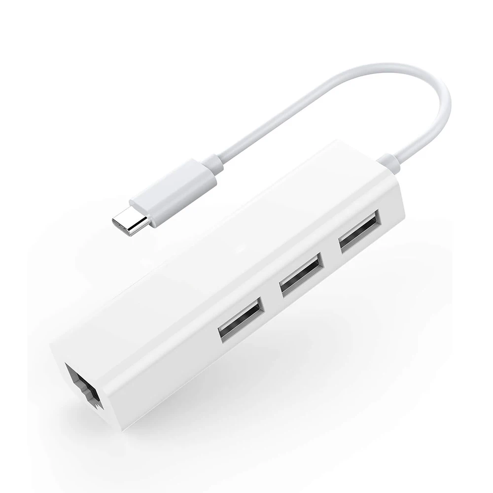 

Концентратор USB C на 3 порта USB 100 с адаптером Ethernet LAN RJ45 15/16 Мбит/с, совместим с 2020-2016Macbook Pro 13/Chromebook PC