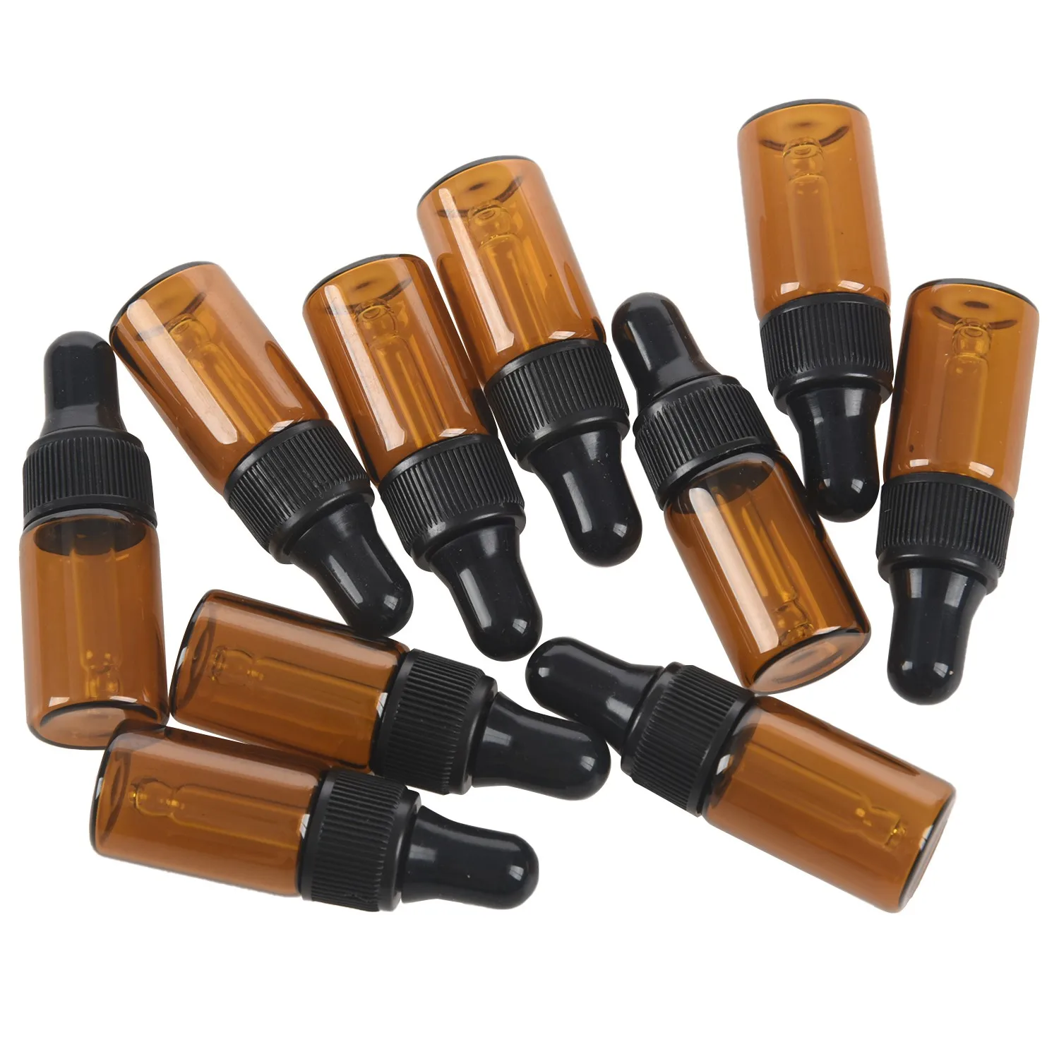 10pcs 3ml Empty brown Glass Dropper Bottles with Pipette for Essential Oil