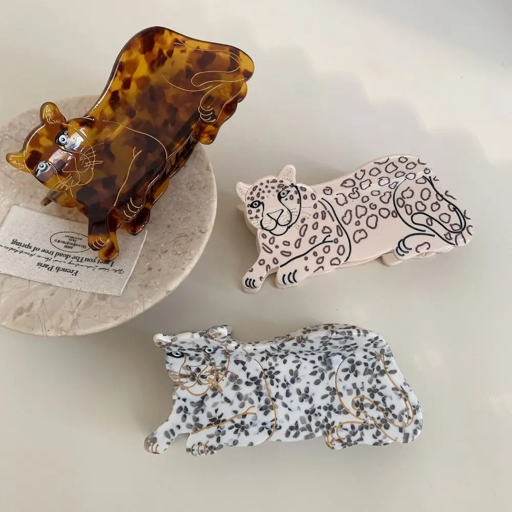 

Fashion Acetic Acid Acetate Animal Hair Claw Tiger Cheetah Cartoon Hair Clip Hair Accessories Y2k Shark Clip Female