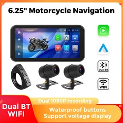 6.25 Inch Portable Motorcycle Navigation LCD Display IPX67 Waterproof For Wireless CarPlay Android Auto GPS Navigation BT