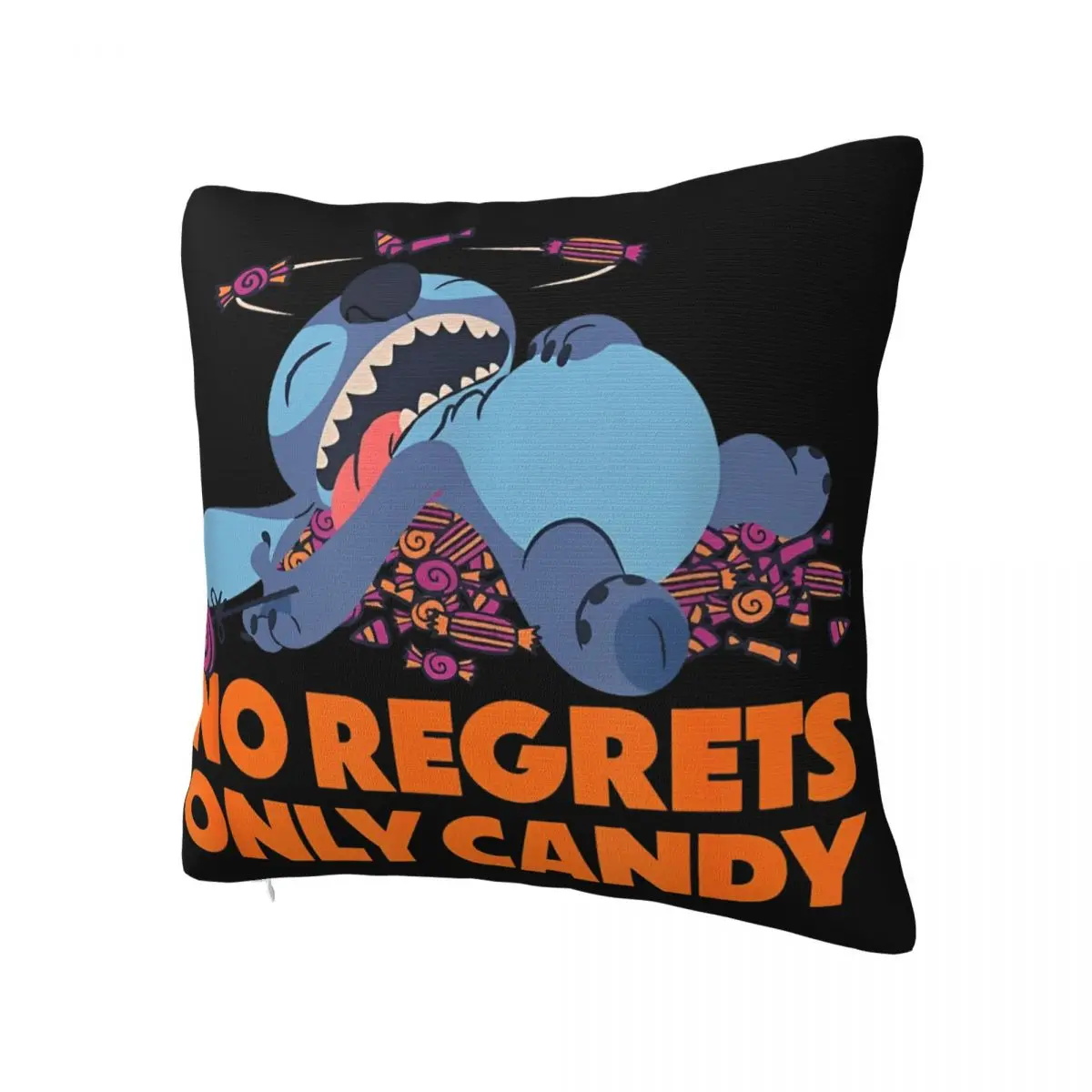 Stitch Halloween No Regrets Only Candy Pillowcase Printed Cushion Cover Funny Cartoon Throw Pillow Case Cover Wholesale 45X45cm