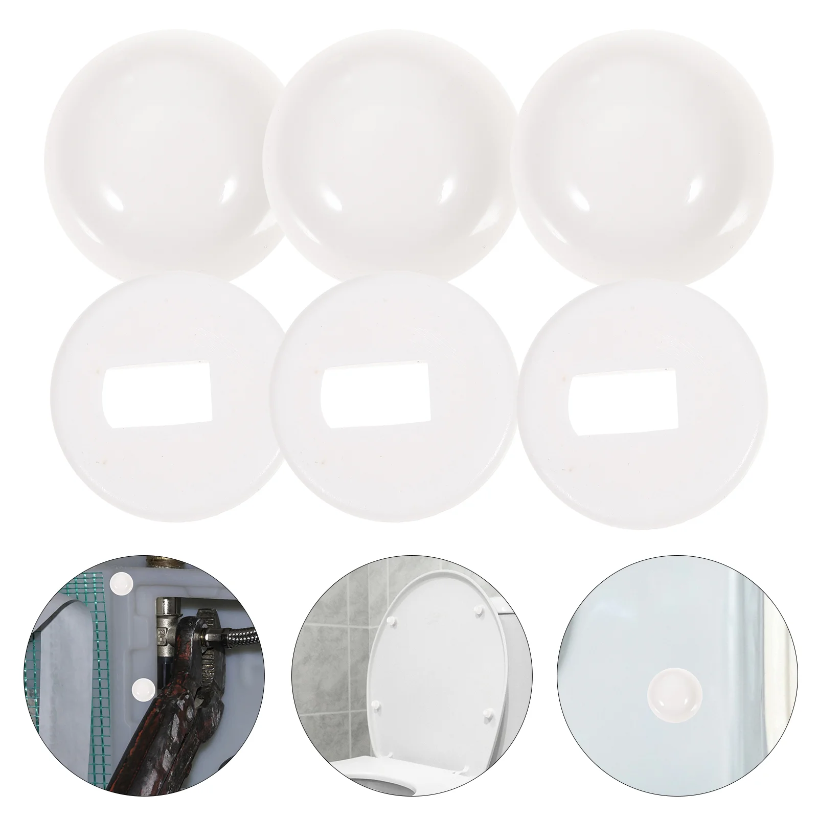 

5 Sets Toilet Decoration Hat Push-On Bowl Bolt Covers Caps White Plastic Universal Feet for