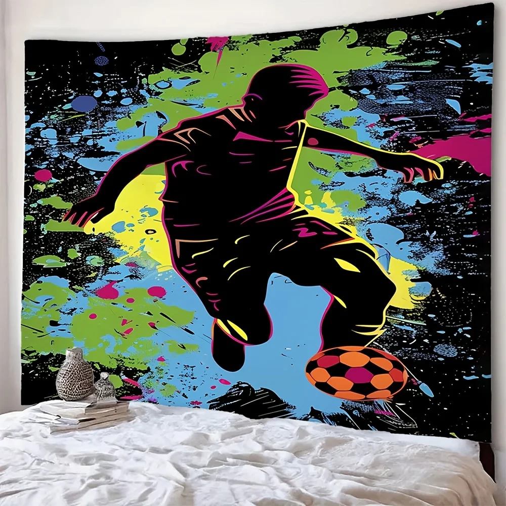 Painted football player theme Digital printing polyester wall tapestry suitable for use living rooms bedrooms offices bars party