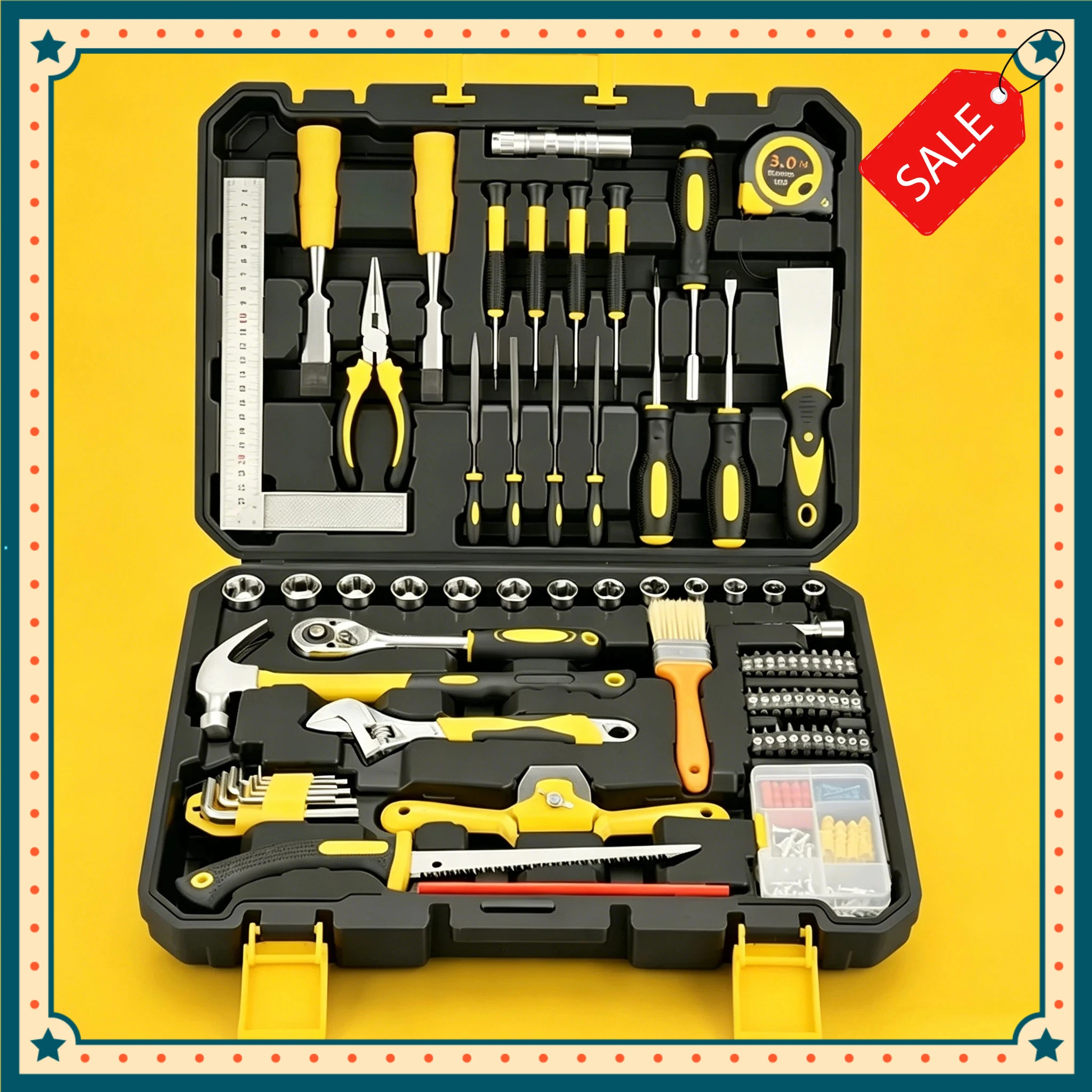 Juego de Herramientas Manuales de 138 Piezas, Caja de Herramientas Portátil, Kit Completo de Ferretería, Herramientas de Mantenimiento Manual para Reparación de Automóviles y Hogar