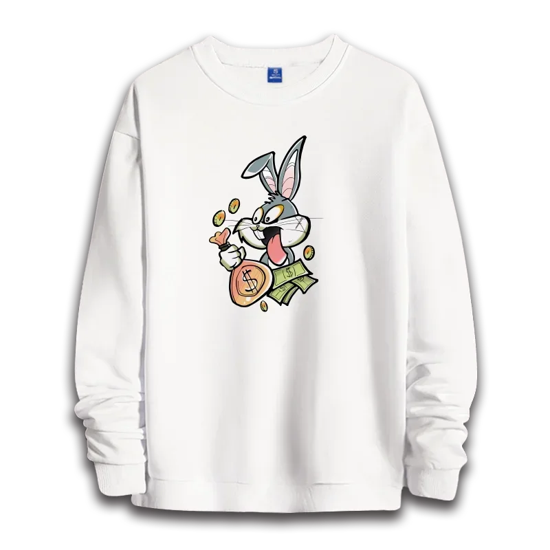 Bugs Bunny hoodie girls\' round neck hoodie women\'s long sleeved top couple\'s fashionable loose round neck hoodie couple\'s top