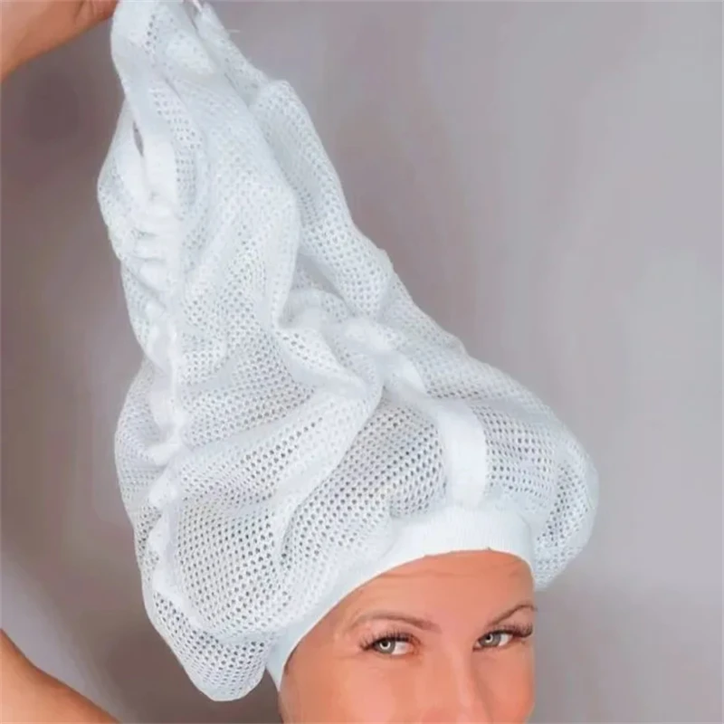 Net Plopping Cap For Drying Curly Hair Adjustable Net Plopping Bonnet Hair Dryer Quick Drying Hair Towel Bath Hats Lady Turban