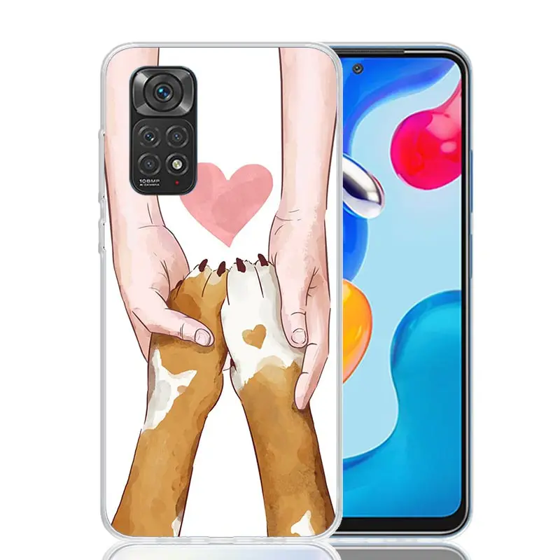 Dog Footprint Paw Cute Phone Case For Xiaomi Redmi Note 13 12S 12 11S 11T 11E Pro Plus 10S 10 9S 9 8T 8 7 Art Customized Coque C