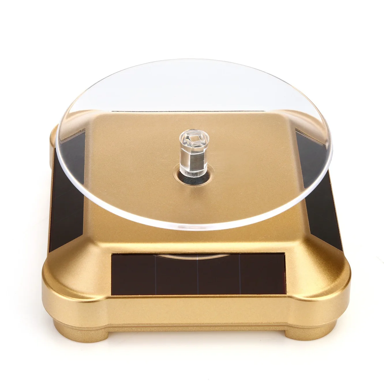 Turntable 360°Rotating Stand Solar Power Jewelry Spinner Watch Hobby Collection Shelf Rotating Display Multicolor