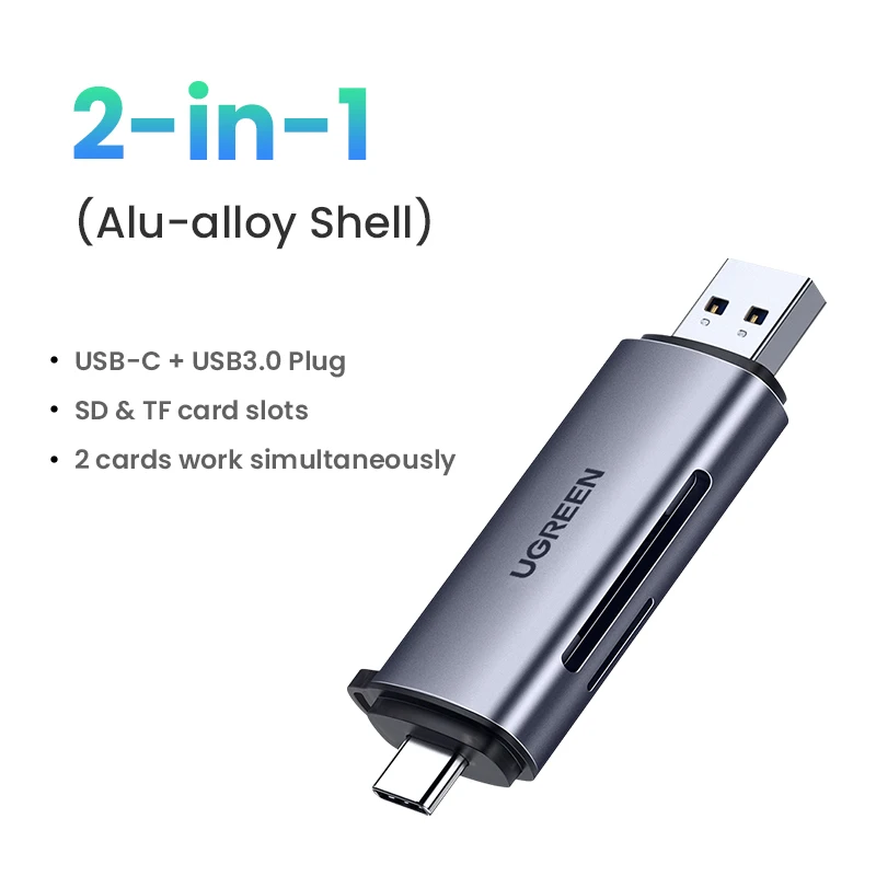 

UGREEN Card Reader USB3.0&USB C to SD MicroSD TF Thunderbolt 3 for PC Laptop Accessories Smart Memory Cardreader SD Card Adapter