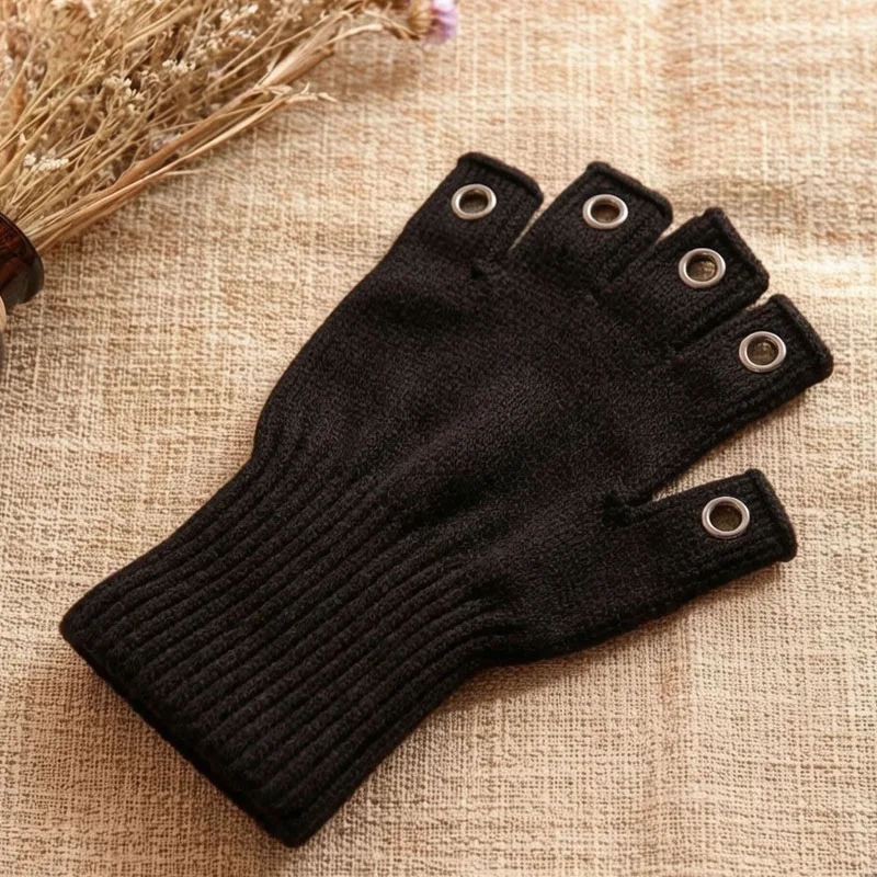 Winter Vintage Thick Warm Cold Outdoor Cycling Trend Hip-hop Punk Casual Gloves Solid Color Hollow Design Men Women Finger Glove