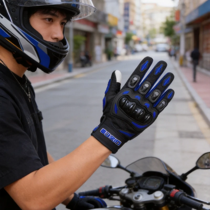 Breathable Summer Motorcycle Gloves Touchscreen Racing Glove for Men Women Motocross Anti-Fall Riding Gloves Blue/Black/Red