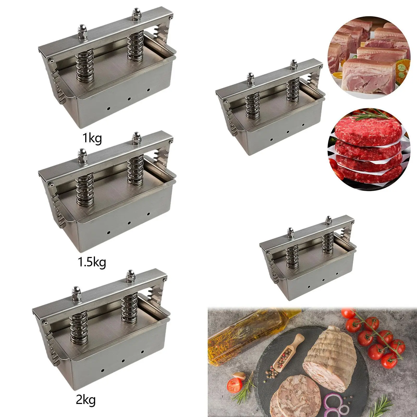 Meats Press Tool Manual Porks Roll,Cooked Meat ,Press Tool Rectangle for Beef Brick Lunch Meat Homemade Kitchen Cooking