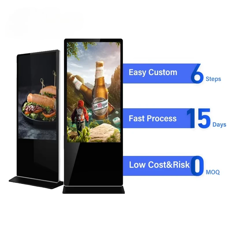 Standing Digital Advertising Lcd Advertising Display Monitor Digital Signage Kiosk Totem Floor