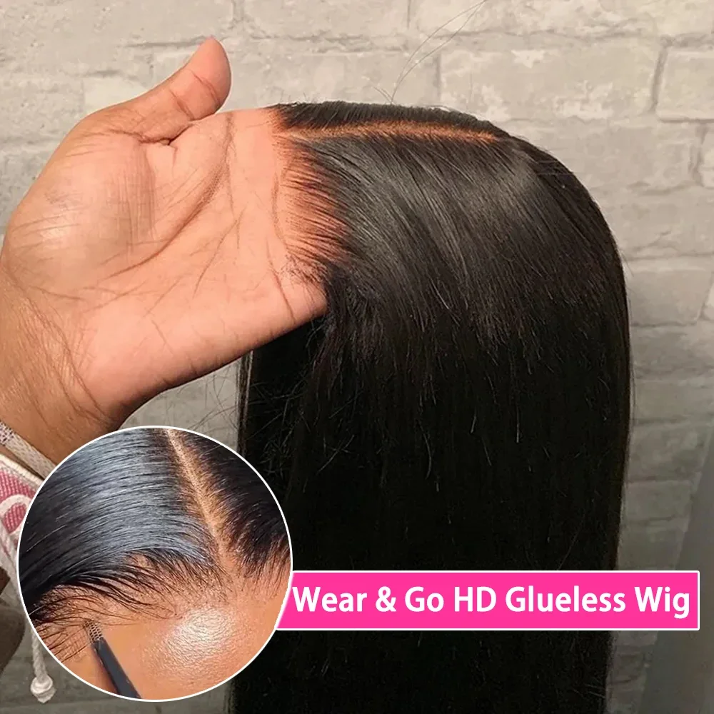 

Wear Go Glueless Wig Brazilian Straight 6x4 4x4 HD Lace Closure Glueless Wig Human Hair Ready To Wear Pre Cut Pre plucked Wig