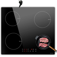 NOXTON Plug in Induction Hob, 4 Zones Electric 60cm Built-in, Touch, Safety Lock, 99-Min-Timer, Black, (UK:2800W/EU:3500W)