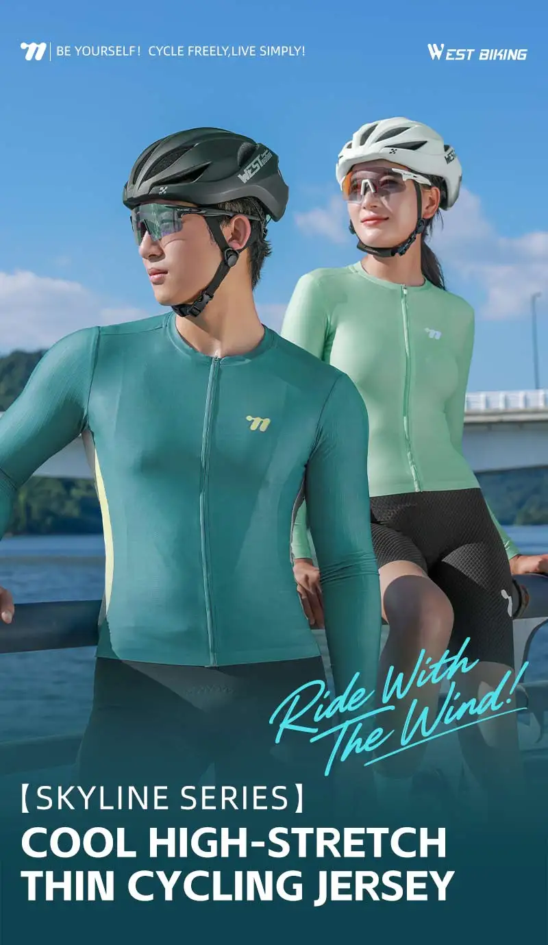 WEST BIKING Radtrikot Langarm Herren Damen Atmungsaktiv Schnelltrocknend Fahrradshirt MTB Rennrad Kleidung Sommer Reflektierendes Oberteil – Detail 1