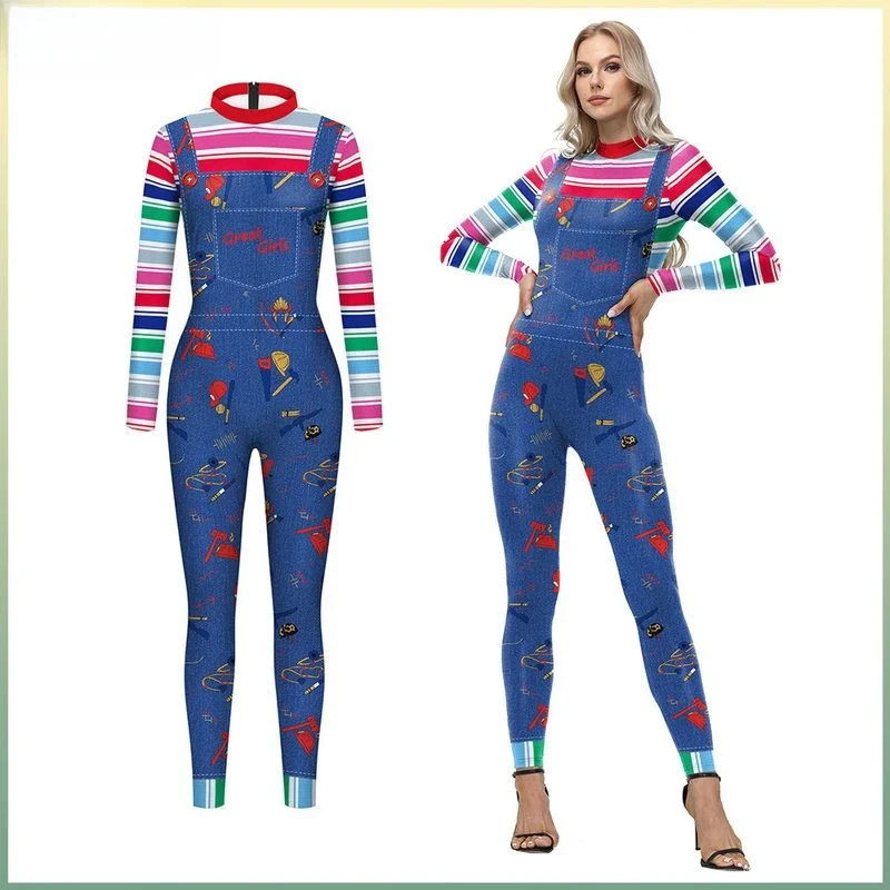 

loween Cosplay Jumpsuit Tight Pants Stage Performance Costume Cross-Border Women's Ethnic Wear Autumn Faion 2025