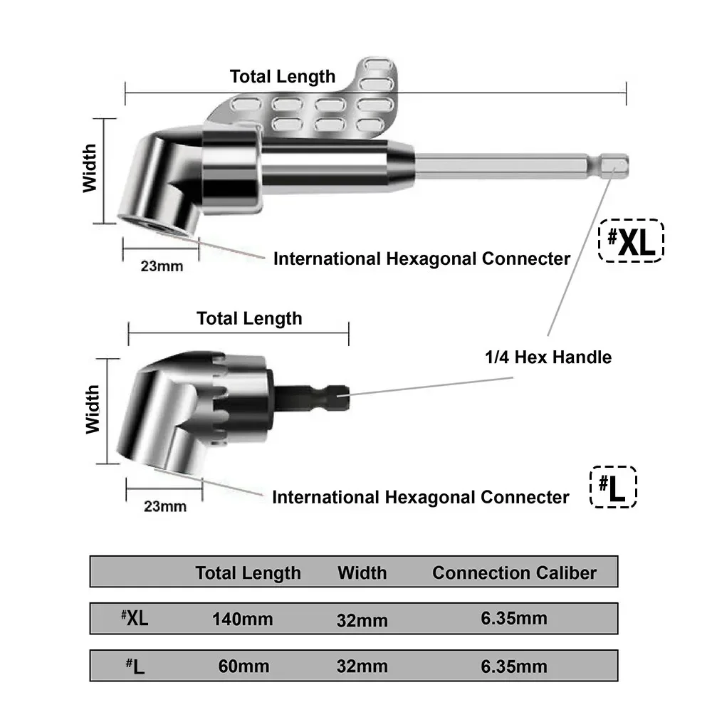 STONEGO 105 Degree Turning Screwdriver Joint Electric Drill Corner Attachment Extension Socket Screwdriver Head Tool