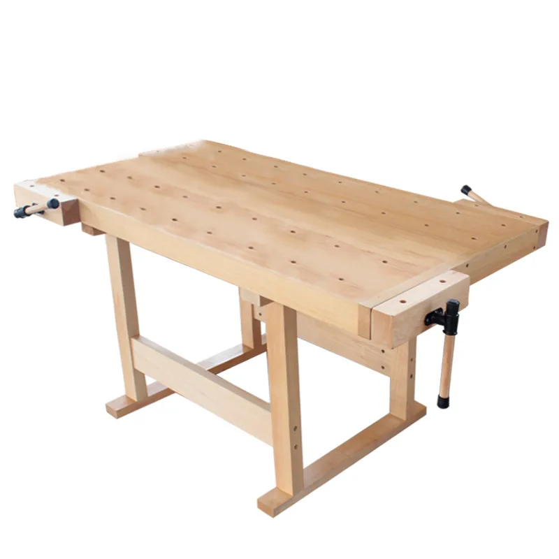 Beech woodworking table workbench, four-clamp console, manual DIY teaching rectangular table