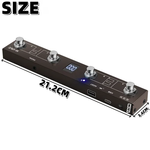 Imagen 2 del producto M-VAVE Chocolate Plus Controlador de pie MIDI inalámbrico portátil - Pedal BT de 4 botones, recargable, con control de aplicación/para músicos y DJ