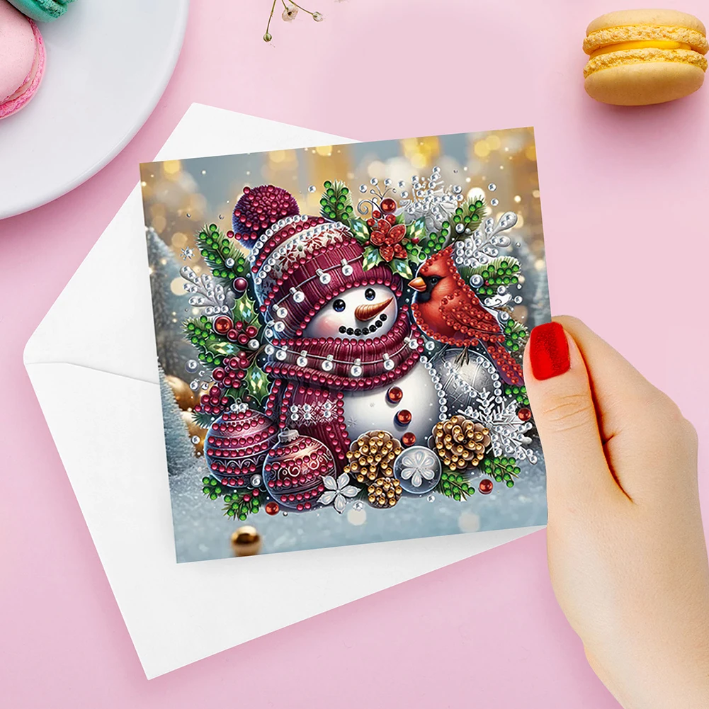 Merry Christmas/Happy Birthday Diamond Painting Greeting Card 5D Rhinestone Painting Mosaic Thank You Card Christmas Postcards