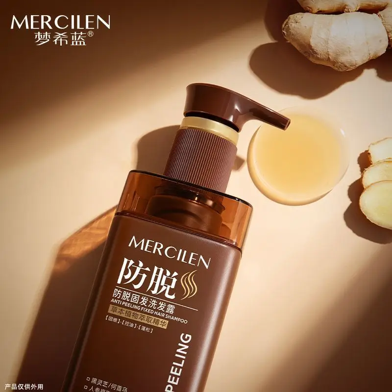 

Шампунь Mengxilan с имбирем, против выпадения волос и для укрепления корней, контроль жирности и против перхоти, придает объем.