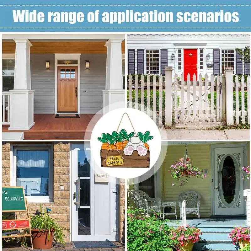 Easter Welcome Sign Bunny Spring Wall Hanger Rustic Adorable Water Resistant Durable Anti Fade Happy Easter Door Hanger Front