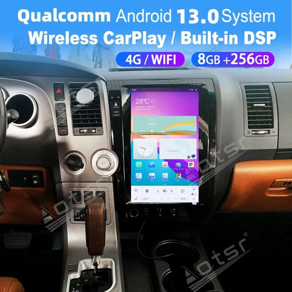 Qualcomm Android 13.0 Vertical Style Car Radio For Toyota Tundra 2007-2013 GPS Navigation Stereo Recoder Head Unit DSP Carplay