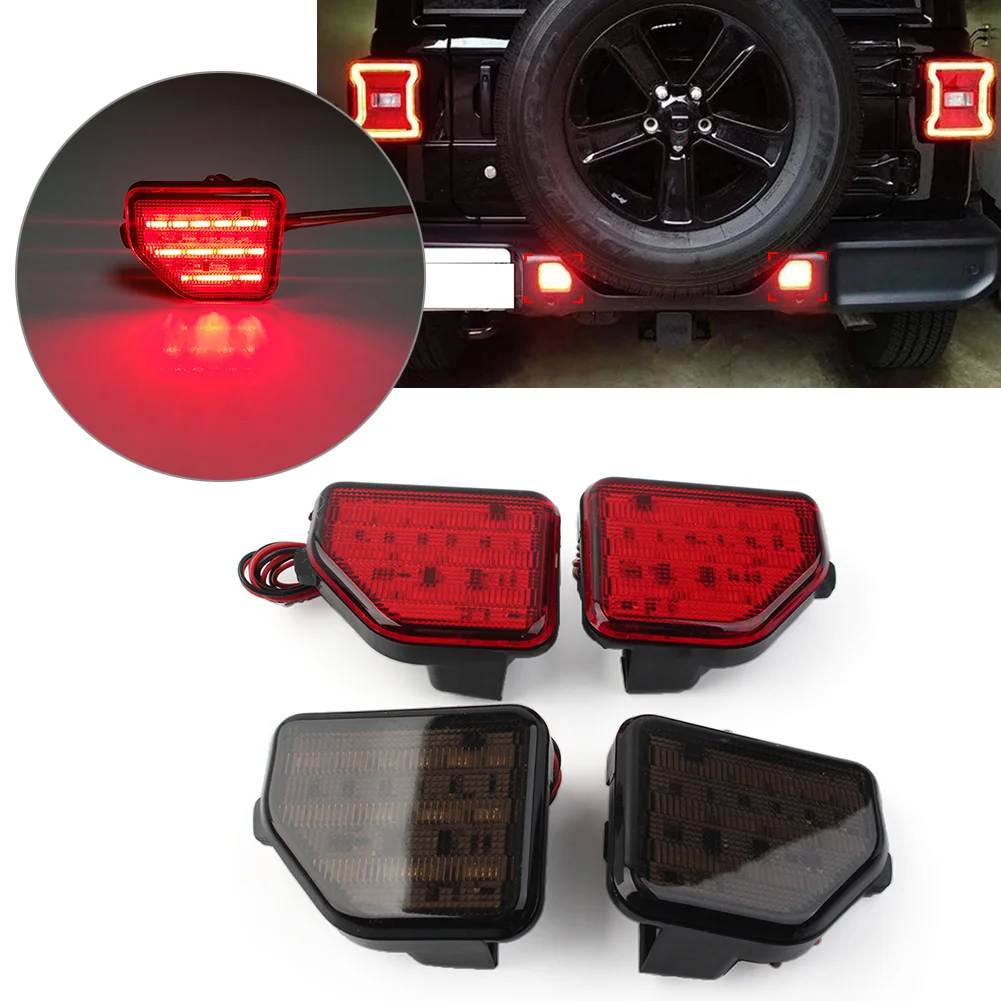 1 Pair Car Rear Bumper Reflector Lights Indecator For Jeep Wrangler JL Sahara Rubicon MOAB 2018-up