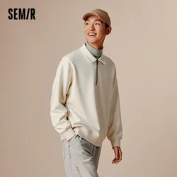 Semir Sweatshirt Men Autumn Textured Embroidered Half-Zip Top Fashionable Commuter Mature Casual Wear