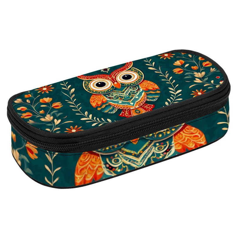 Owl Floral Pencil Case with Zipper Closure Magical Forest School Travel Organizer Teens Girls Boys Compatible with Pens