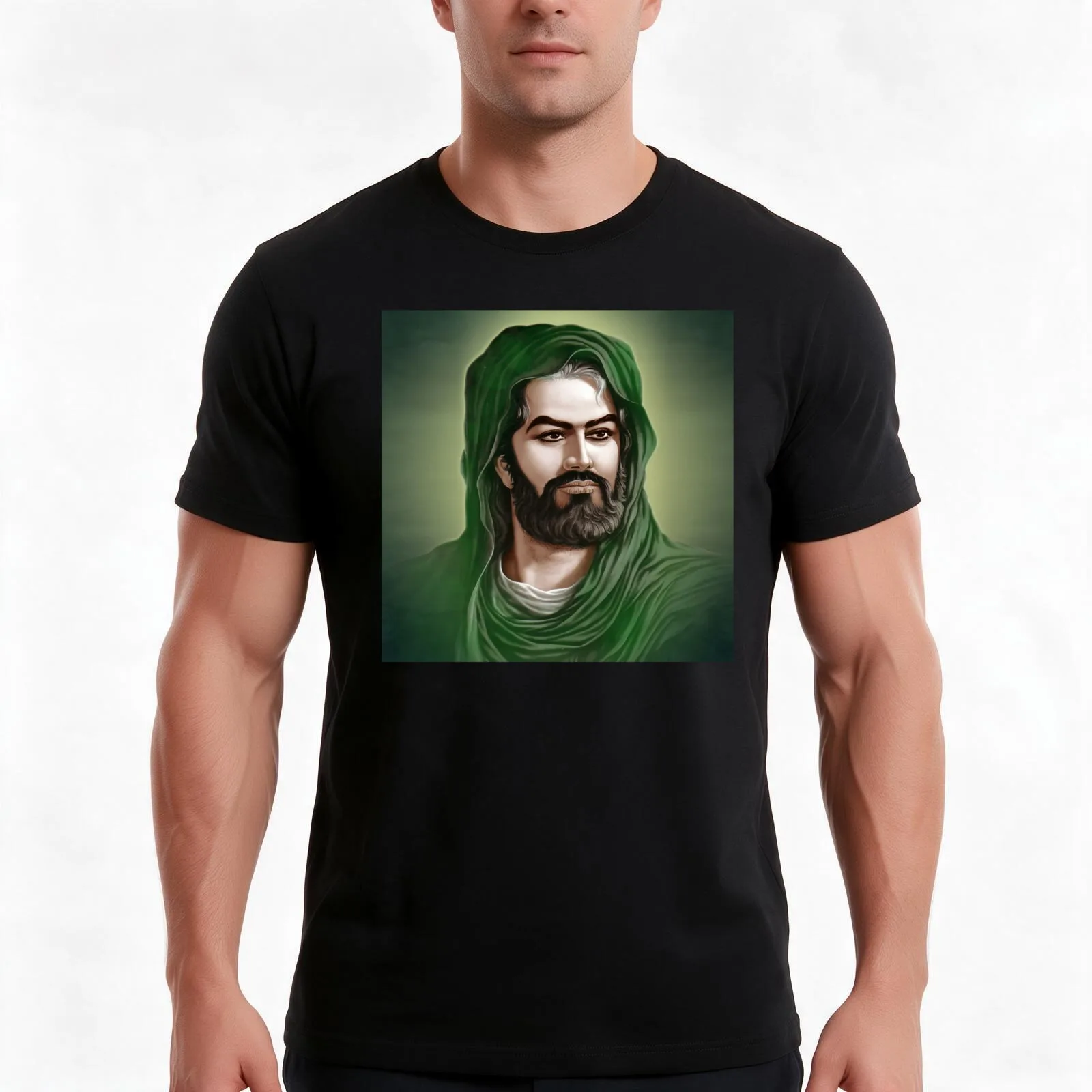 al imam al hussein T-Shirt, Summer Casual Cotton Tee, Oversized Streetwear Tops, Vintage Graphic Print, Loose Fit Short Sleeve