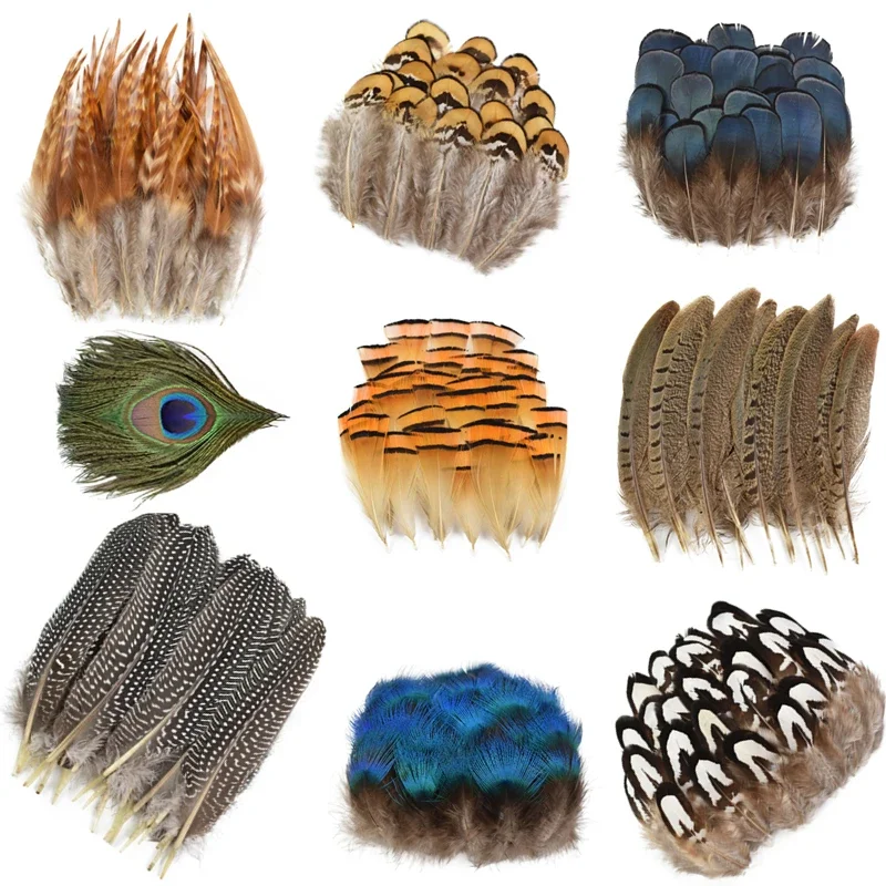Natürliche Hühner-, Pfauen- und Fasanenfedern, kleine Federn für die Schmuckherstellung, Bastelarbeiten, Accessoires, Dekoration, Traumfänger-Dekoration. – Detail 3