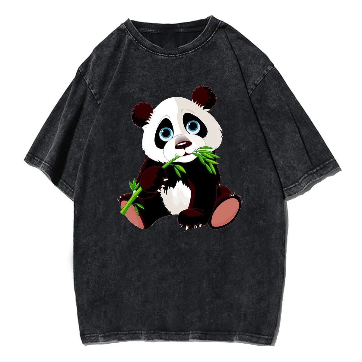 Cute Panda THIS IS HOW I ROLL Active Washed Cotton Oversize T Shirt Denim Tshirt Men Women Unisex Top Tee Clothing