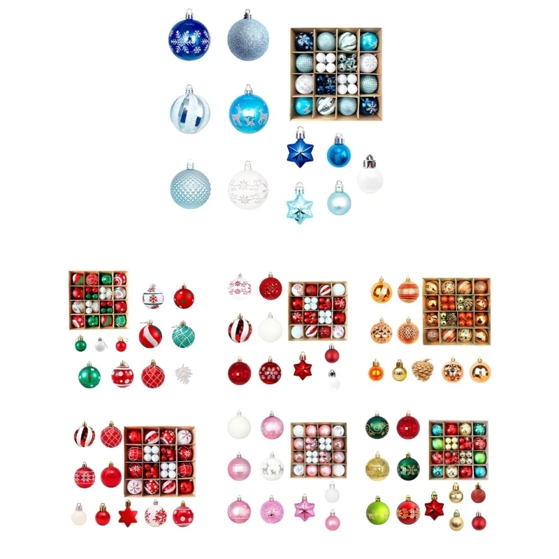 

42pcs Shatterproof Christmas Baubles Hangings Accessory for Tree Ornamentation
