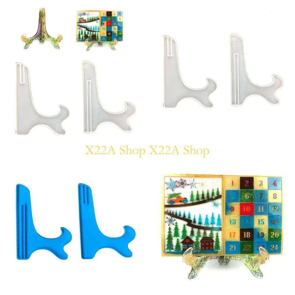 

Unique 2Pcs Silicone Resin Picture Frame Bracket Mold Display Stand Resin Casting Mold for Supporting Pad Laptops Photo Frames