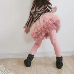 Spring Girls Pants Cotton Warm New Year Baby Girls Legging Tutu Layer Skinny Princess Party Skirt Legging Drop Shipping