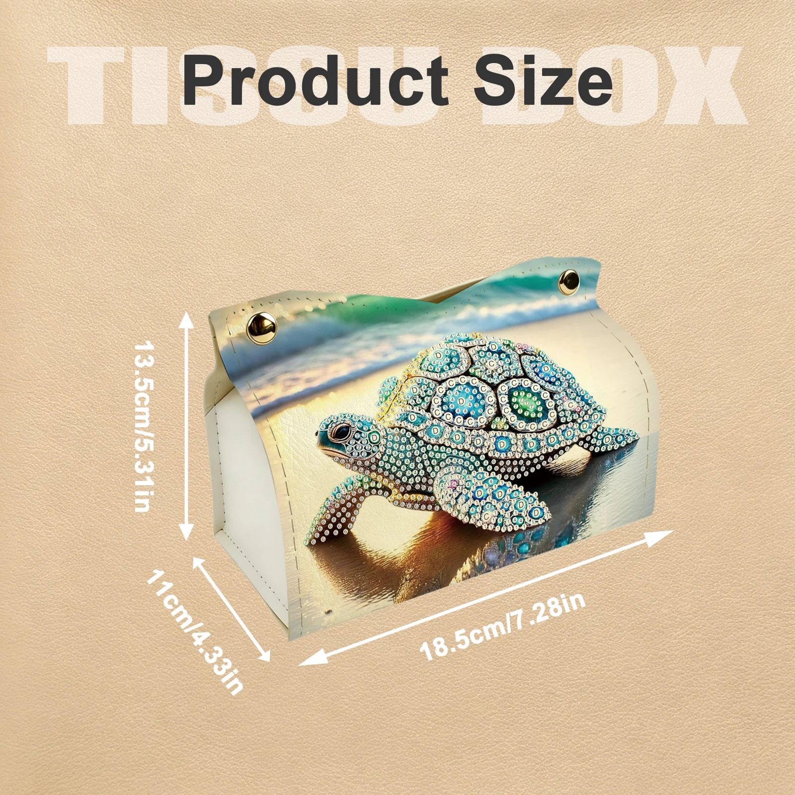 Diamond Painting Tissue Box Holder Kits,sea turtle Special Shaped Diamond Art PU Leather Tissue Cover Case for Home Decor Gift view 3