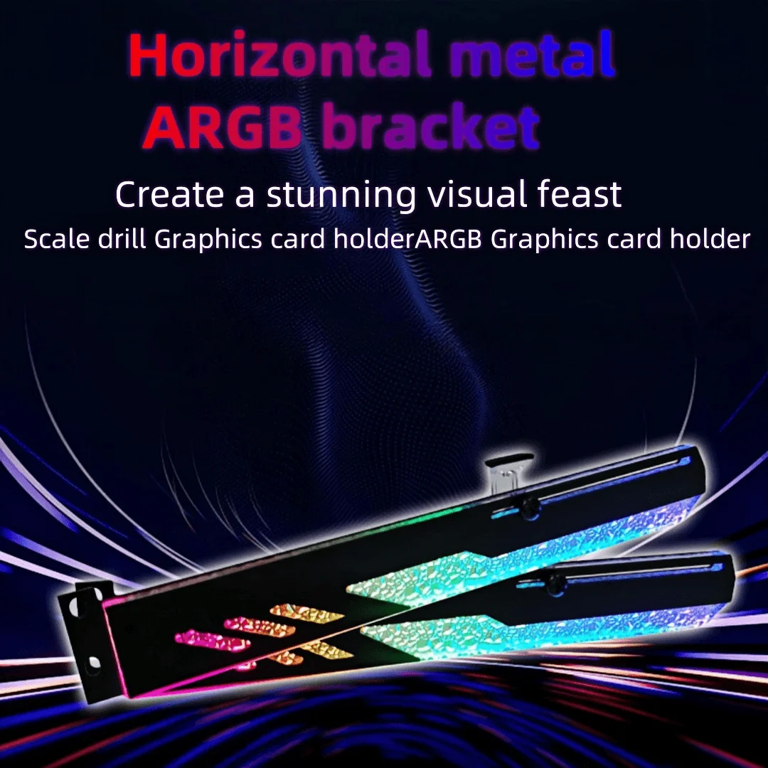 Computer GPU Bracket, Made Of Plastic And Aluminum Alloy, With A Broken Diamond Glowing Design ARGB, 3-PIN Interface.