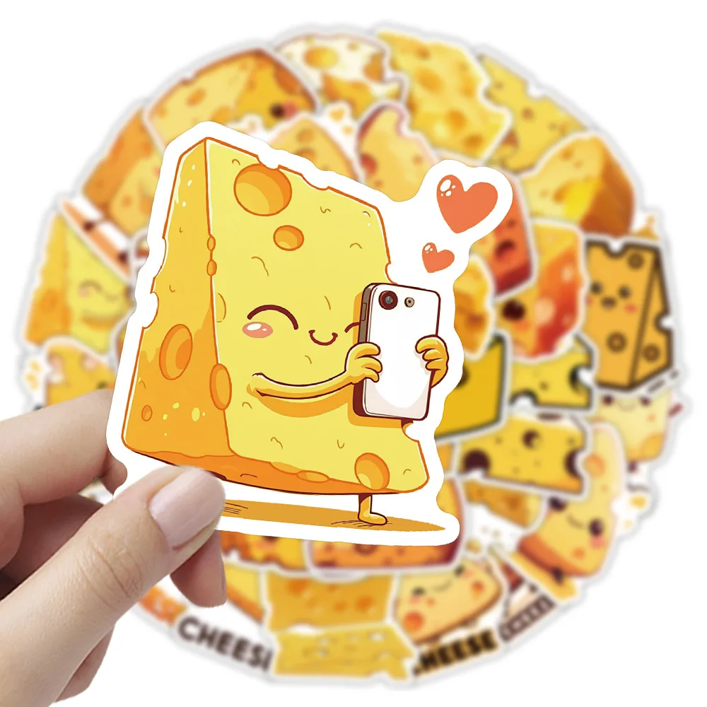 50PCS Stiker Meme Keju Lucu dan Unik, Stiker Kartun Keju Mentega Grafiti, Hadiah DIY untuk Gelas Air, Laptop, Koper, Gitar, Notebook