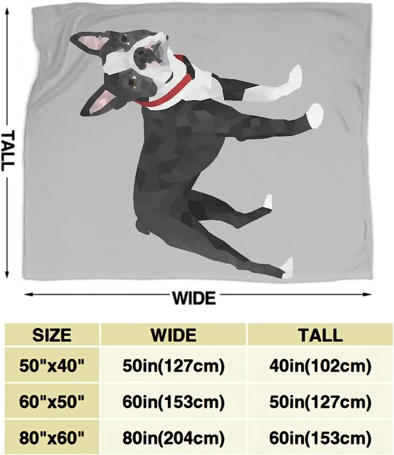 Women Men Teens Wearable Blanket Super Soft Lightweight Cozy Throw Blanket for Home School Office Travel, Boston Terrier